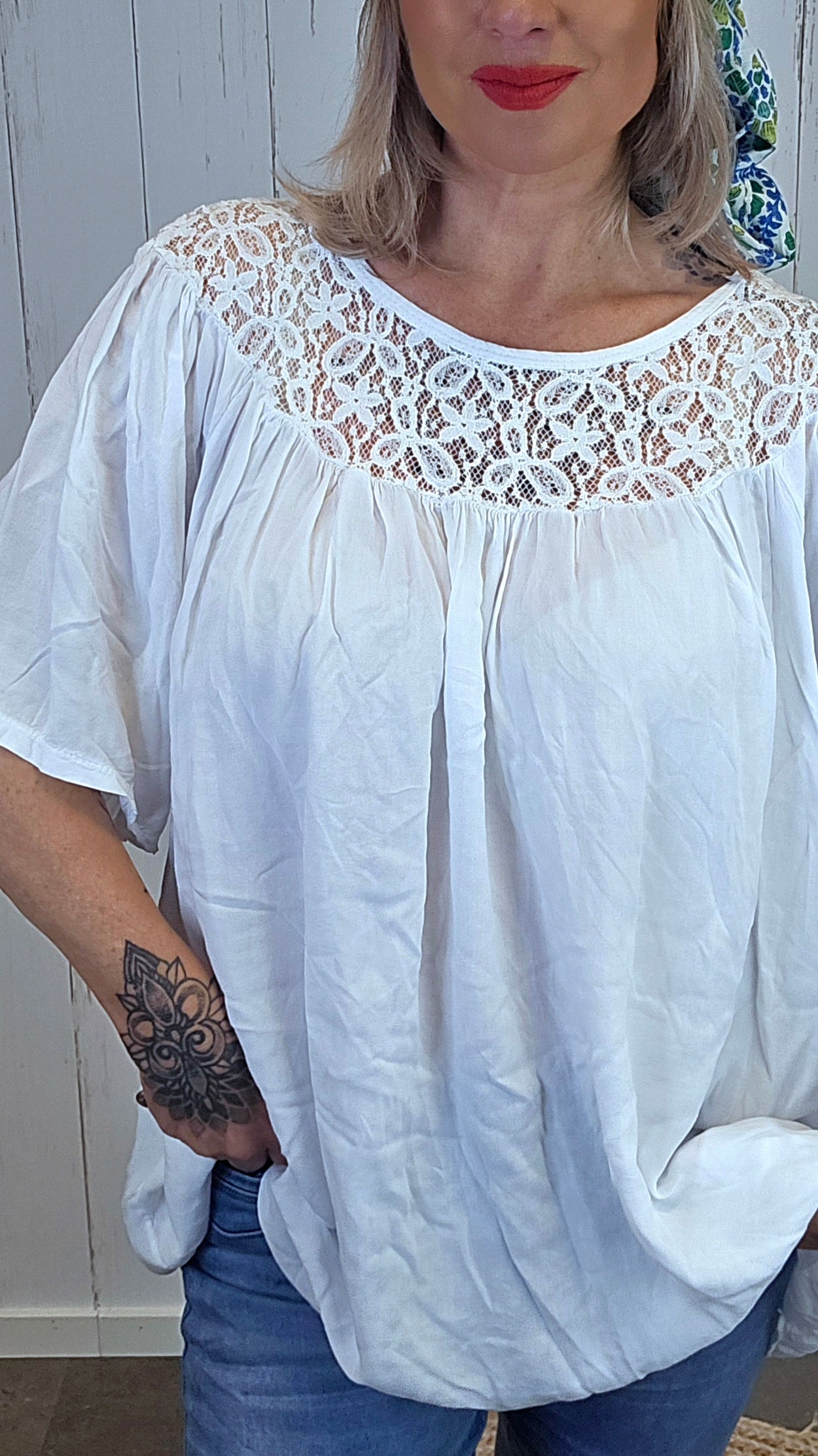 Freja blonde topp Hvit