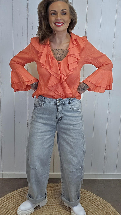 Karostar Barrel jeans lysegrå