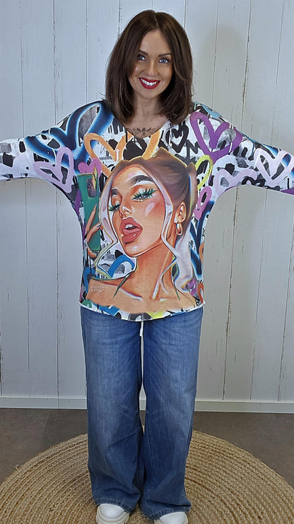 Jasmine printtopp multicolor