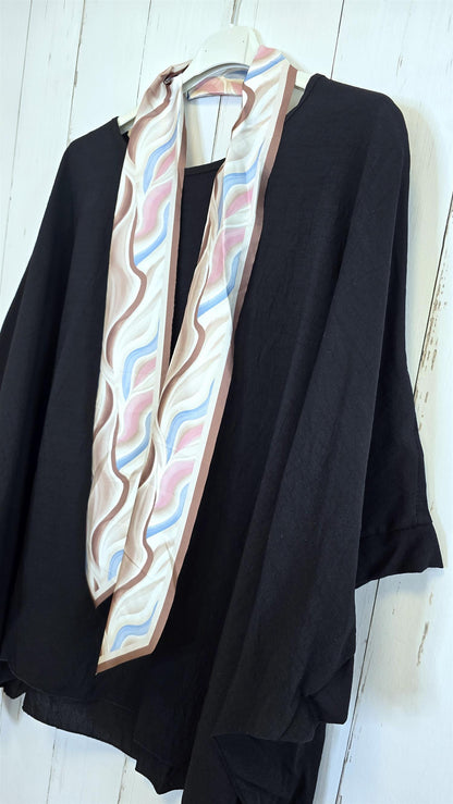 Poncho topp med skjerf svart