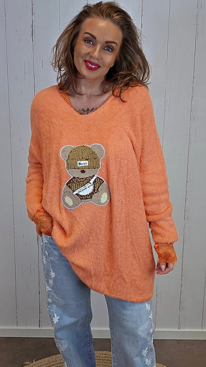 Bodil teddystrikk oransje
