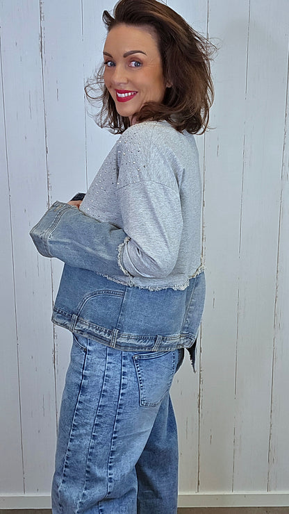 Diana Denimgenser med glitter og joggestoff