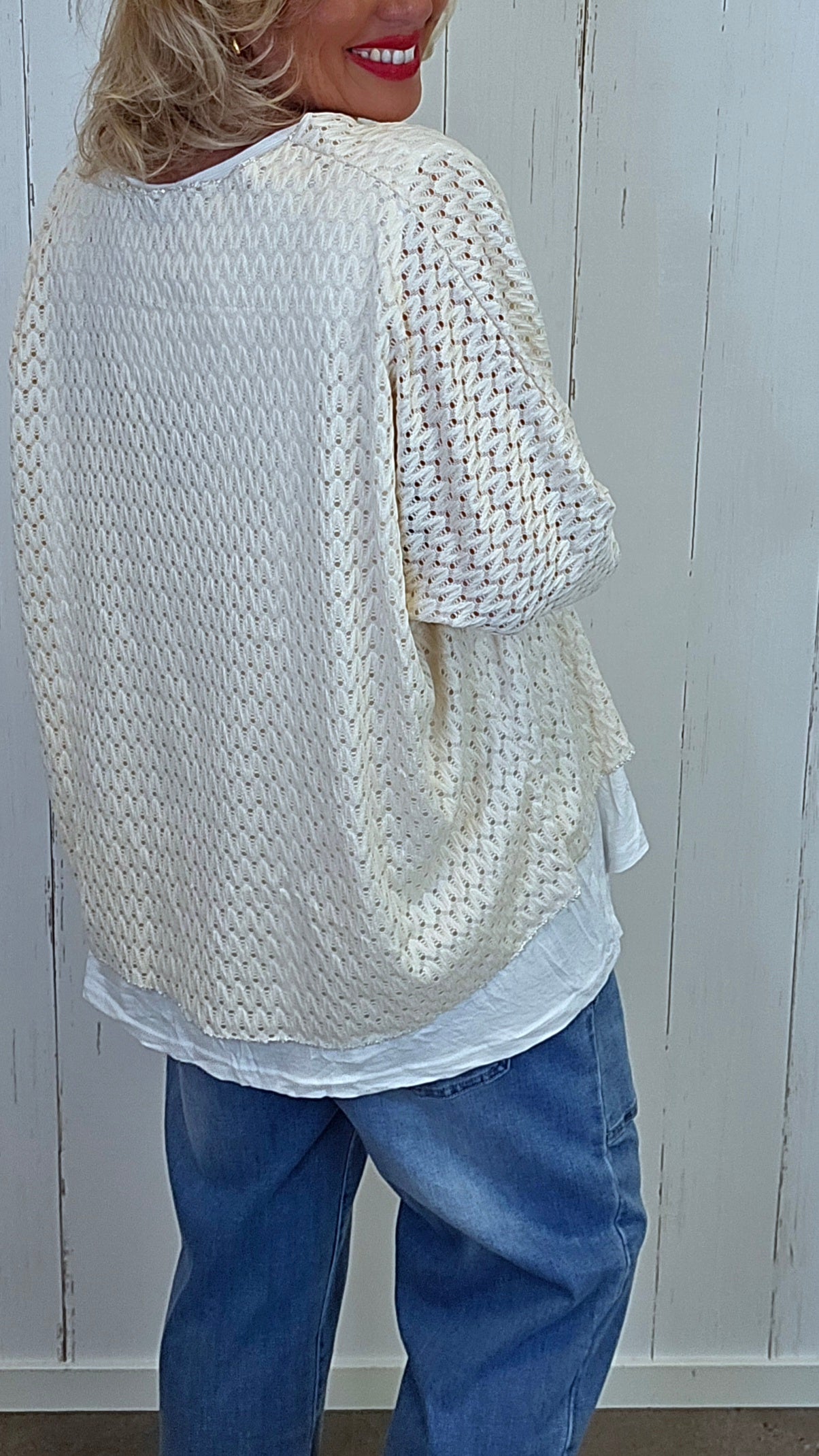 Strikket topp med Innersinglet beige