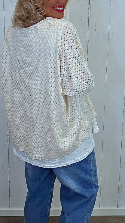 Strikket topp med Innersinglet beige