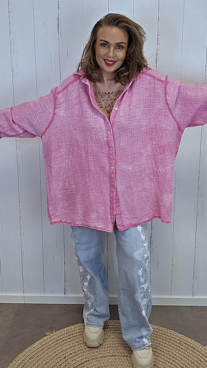 Signe vaffelskjorte rosa