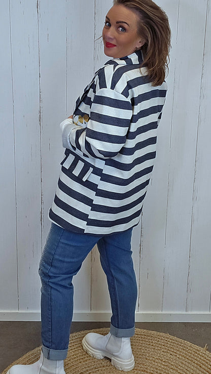 Livja blazer stripet blå/hvit