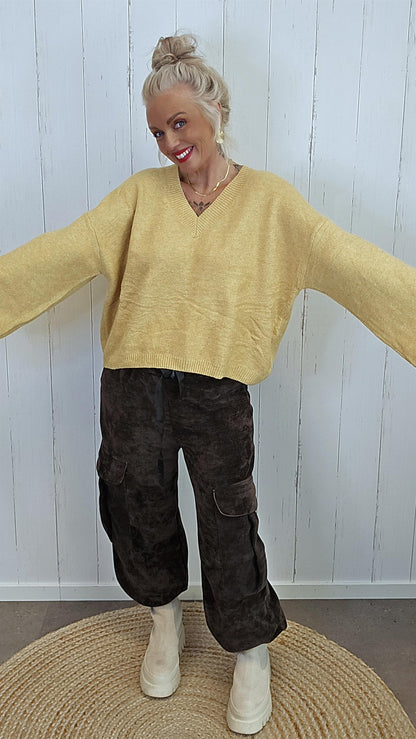 Annika strikketgenser Gul