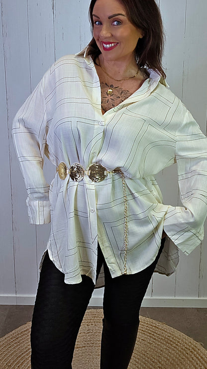 Ella rutet skjorte creme