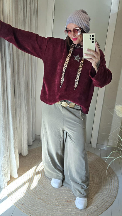 Sofia genser med hette burgunder