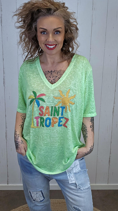 Saint Tropez t-skjorte neon eplegrønn