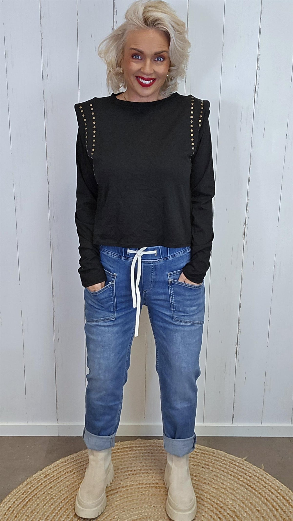 Vega jeans med doble skrålommer blå