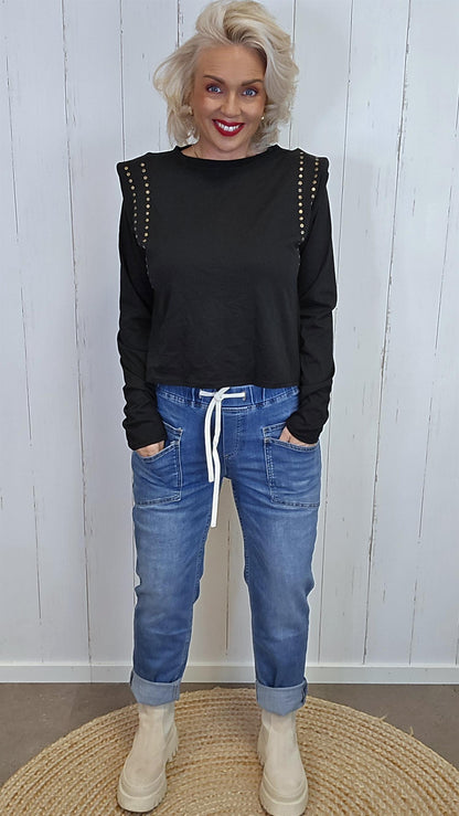 Vega jeans med doble skrålommer blå