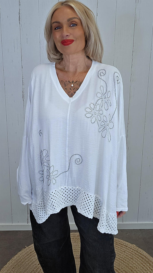 Giselle baggy topp hvit