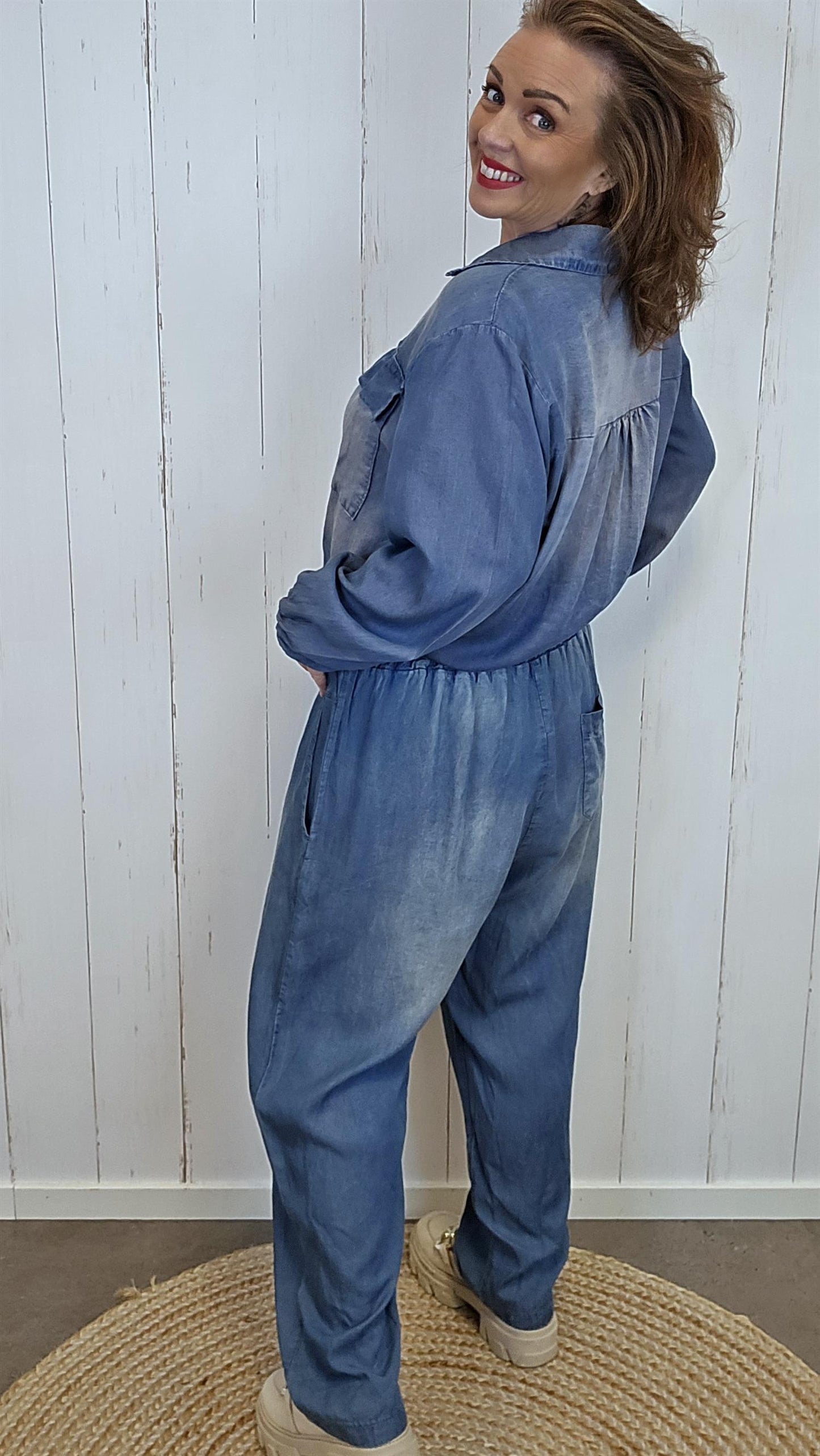 Siv denim-look bukse blå