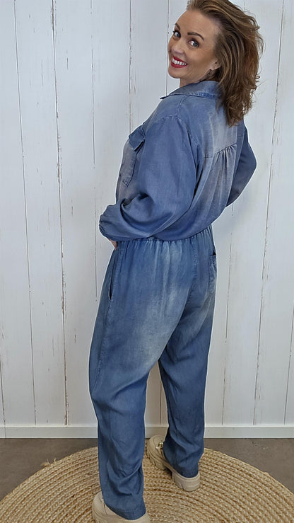 Siv denim-look bukse blå