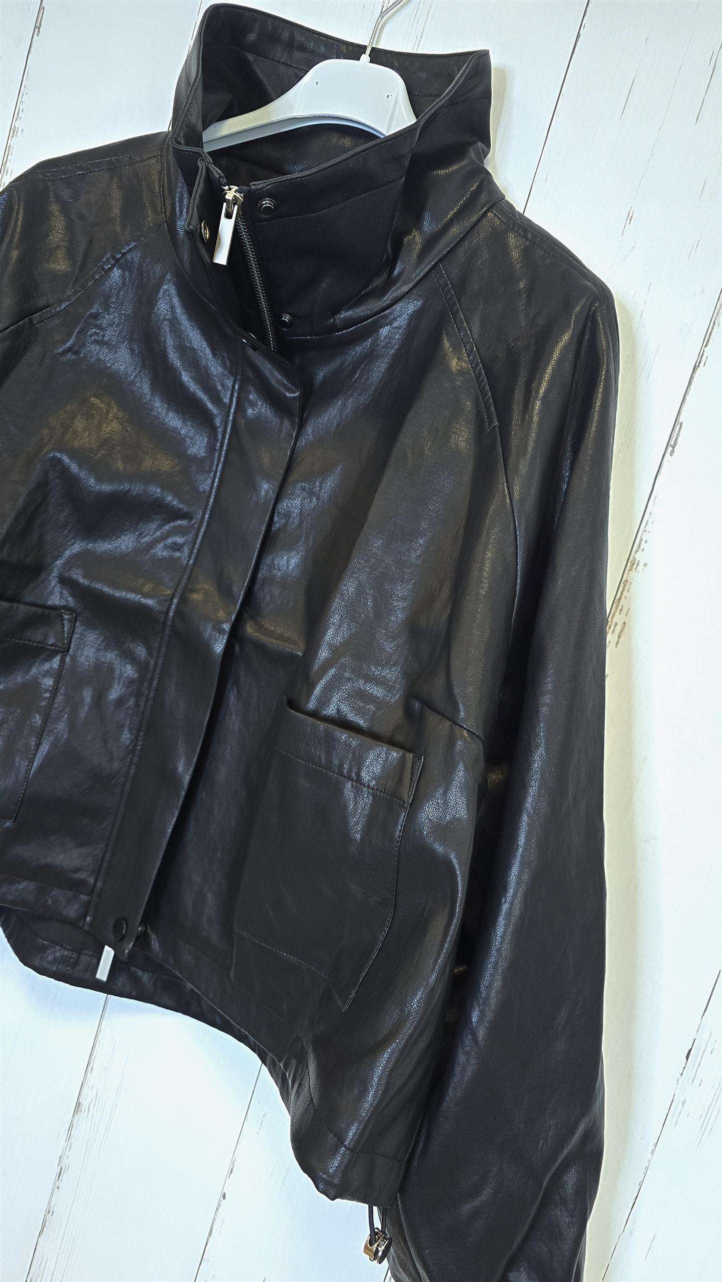 Nerina eco leather bomber jkt black