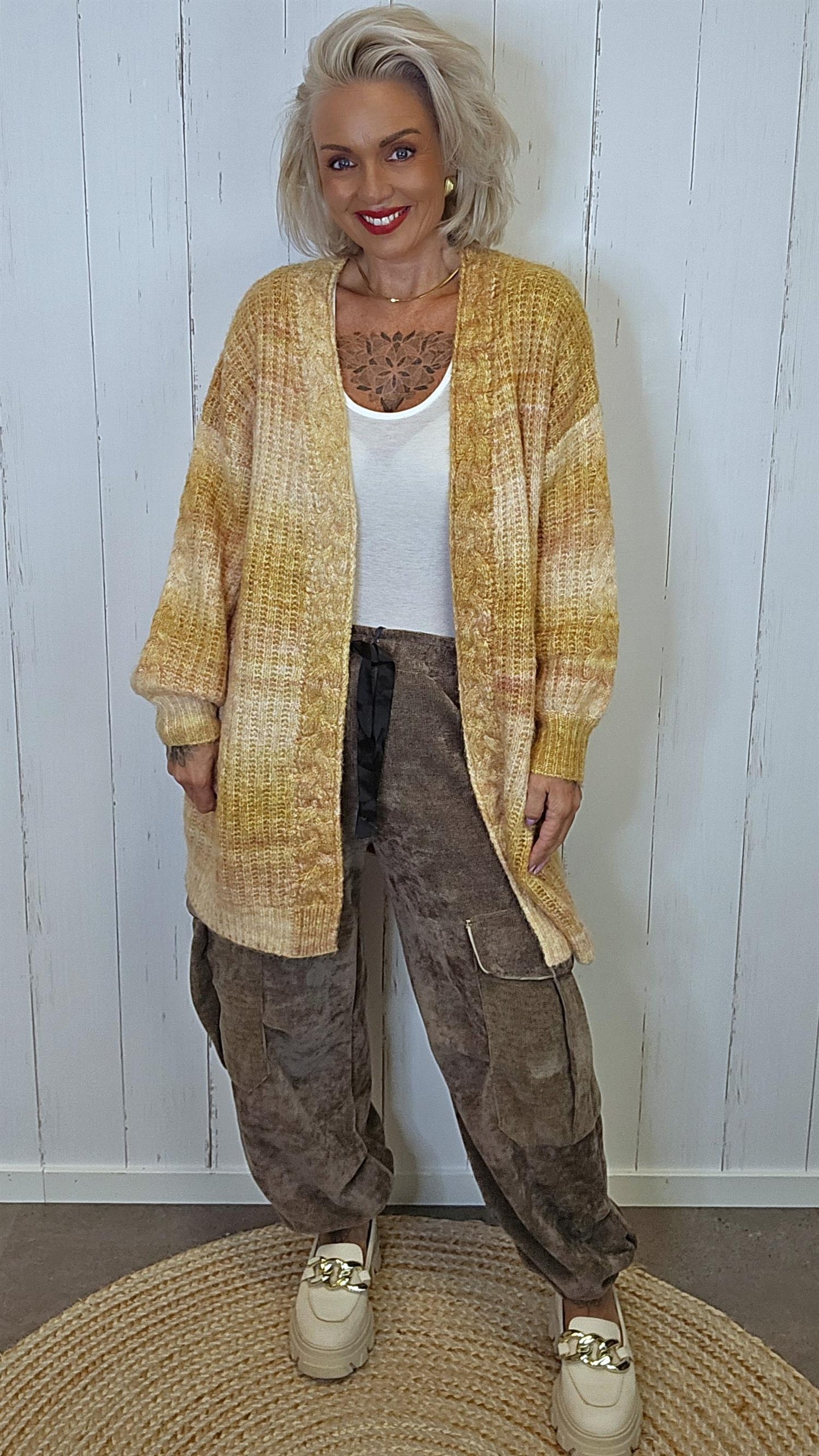 Serena Strikket jakke mustard