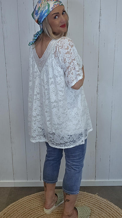 Freja blonde topp Hvit
