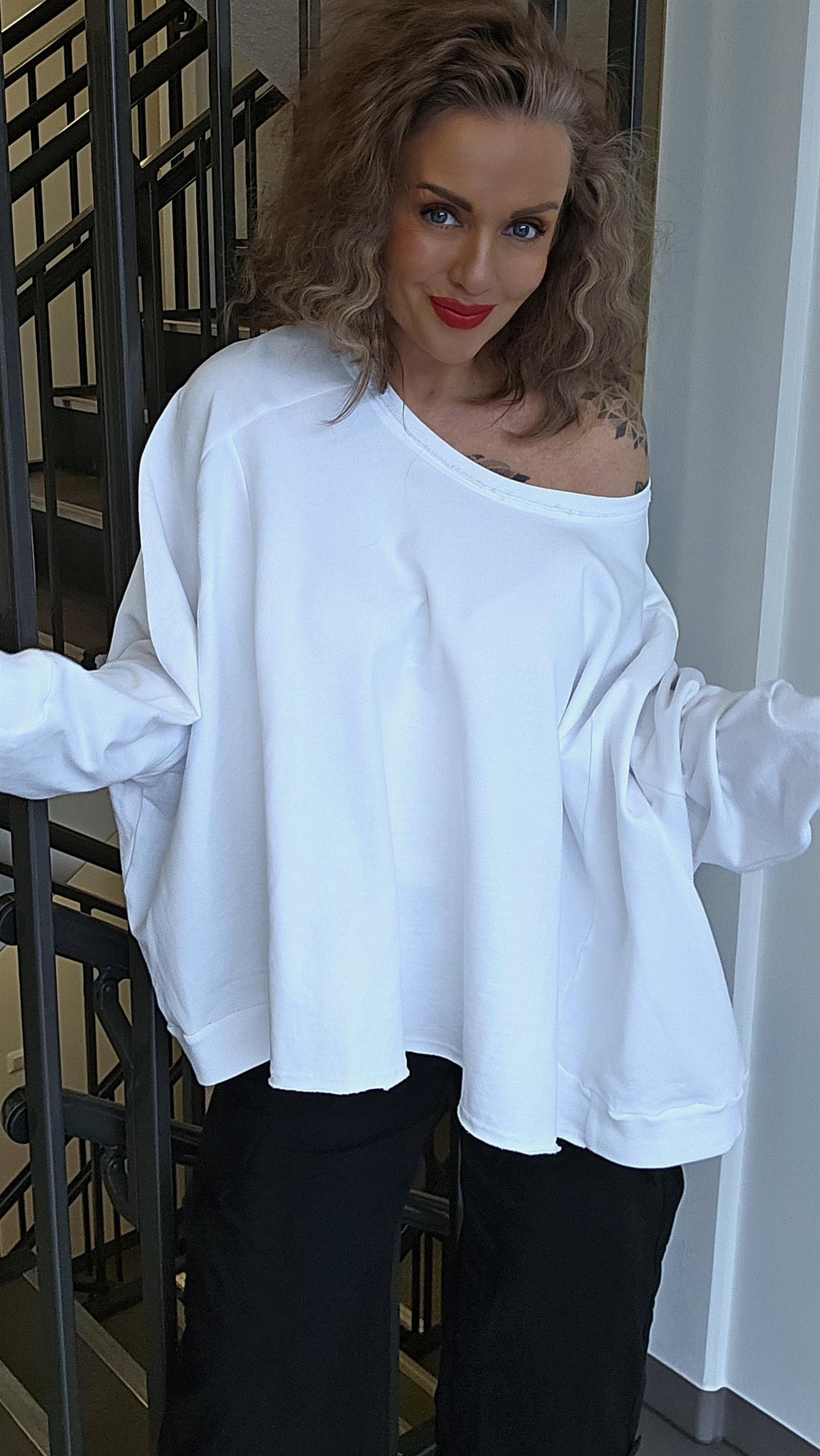 Wide short sweat hvit