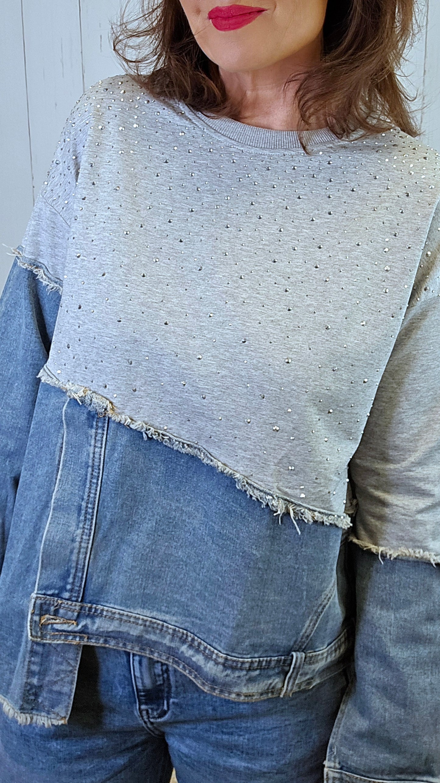 Diana Denimgenser med glitter og joggestoff