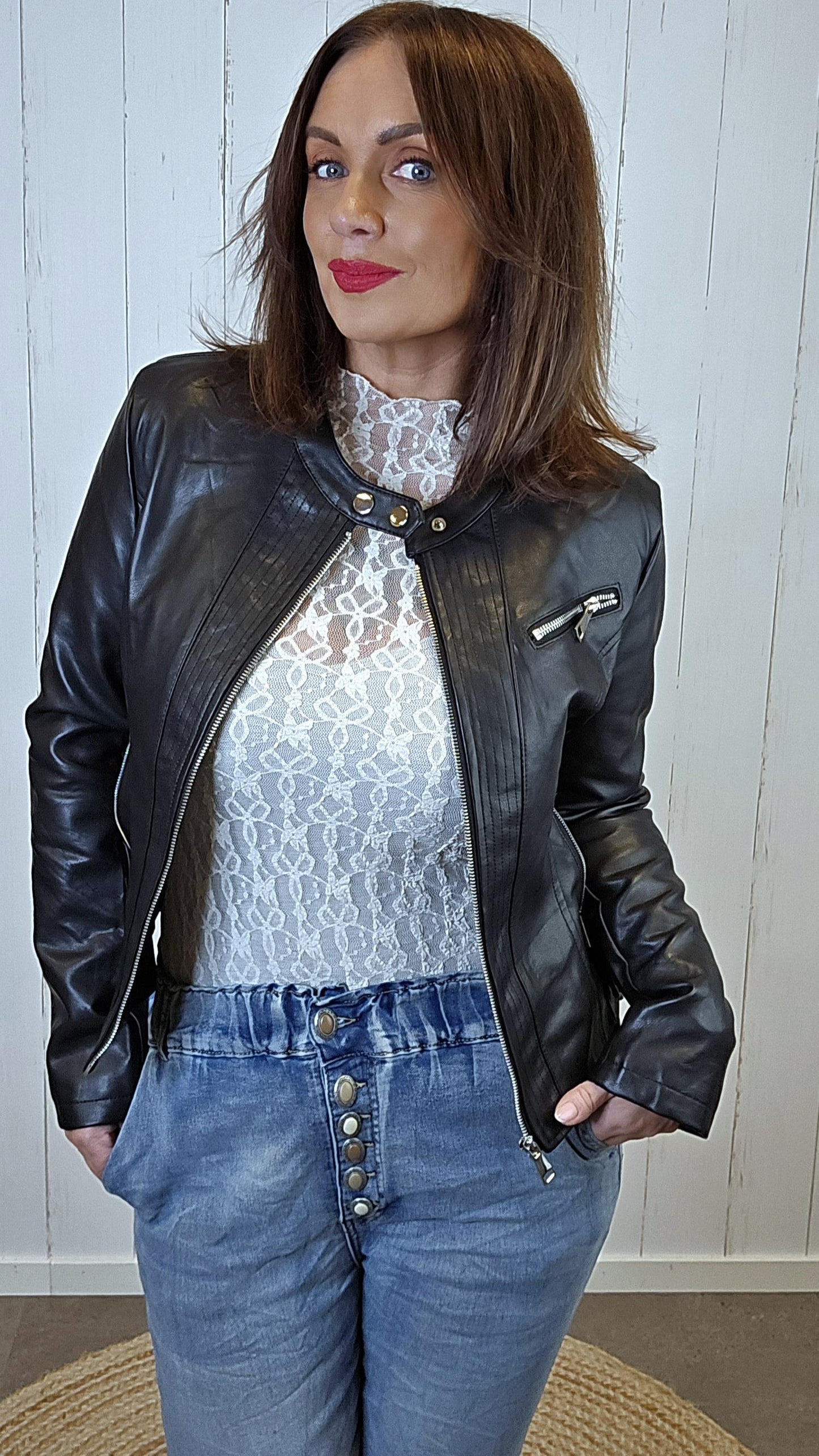 Riley bikerjakke svart