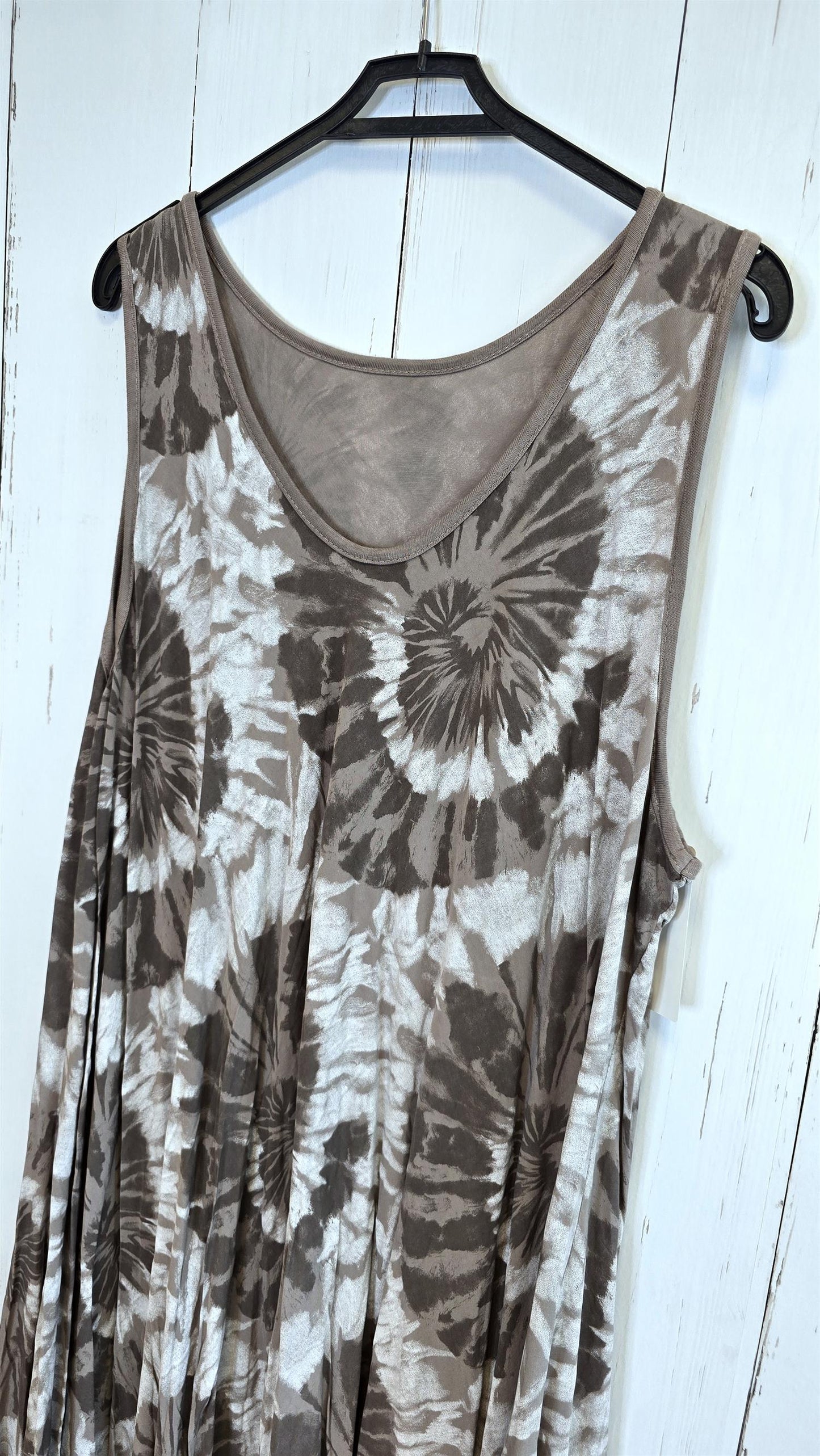 Tie dye viskosekjole taupe
