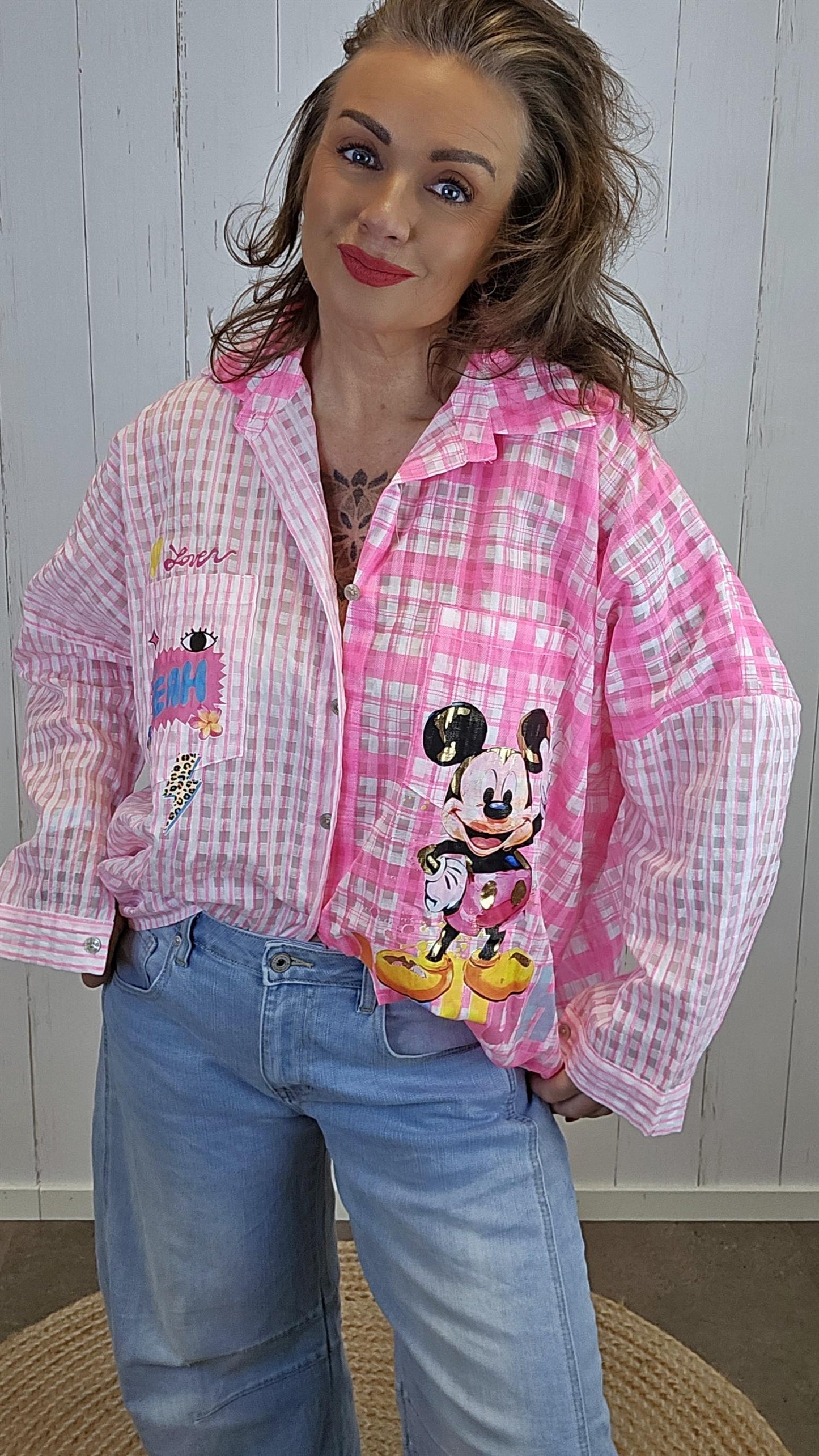 Linda rutete skjorte rosa