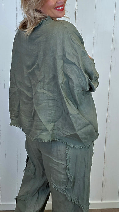 kim Lin Poncho Topp kaki