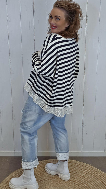 Cecilie stripet topp navy