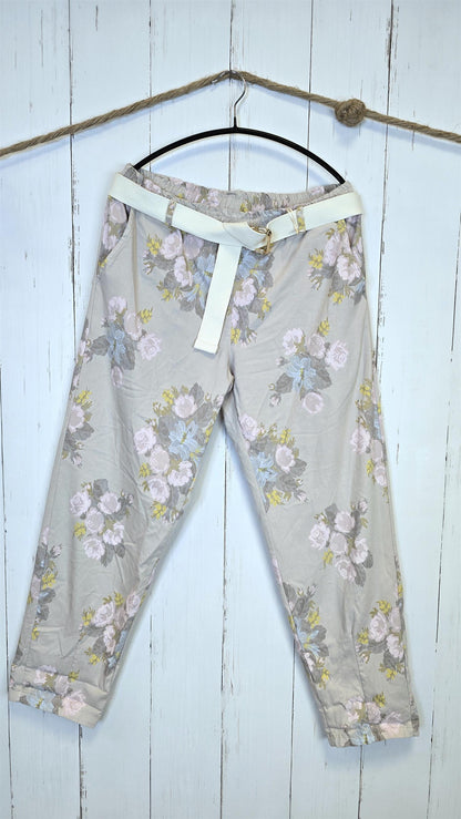 Selina blomsterbukse beige