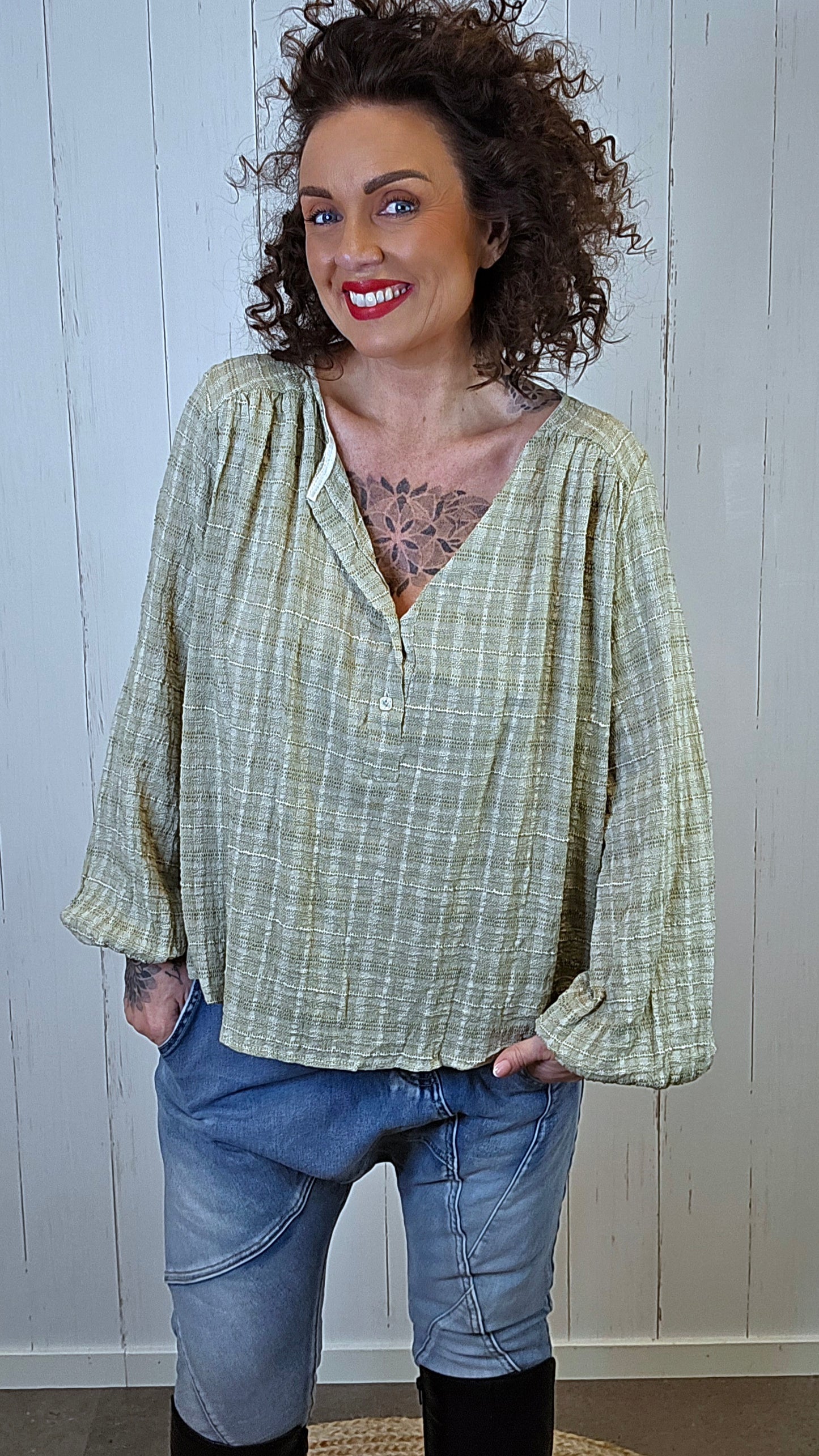 Freja bomullsbluse grønn