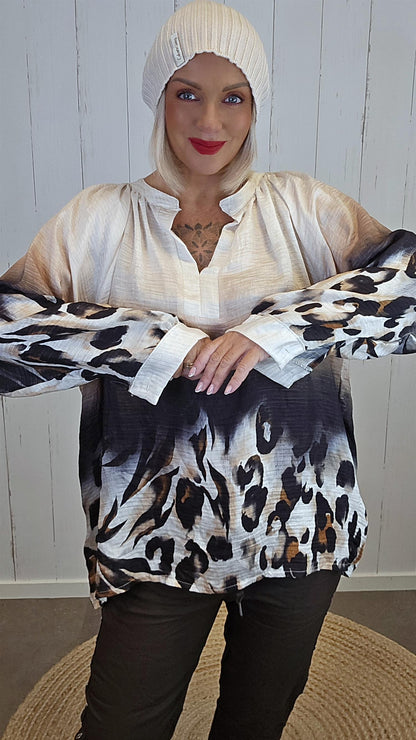 Leyla leo bluse svart