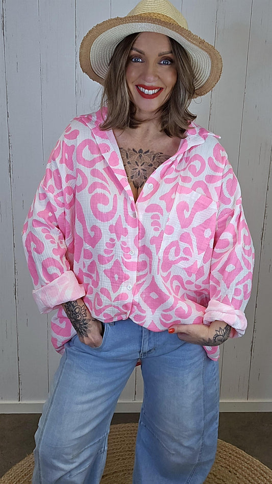 Hedda vaffelskjorte rosa