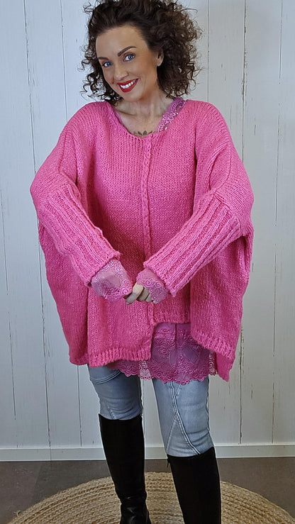 Hedda strikkegenser rosa