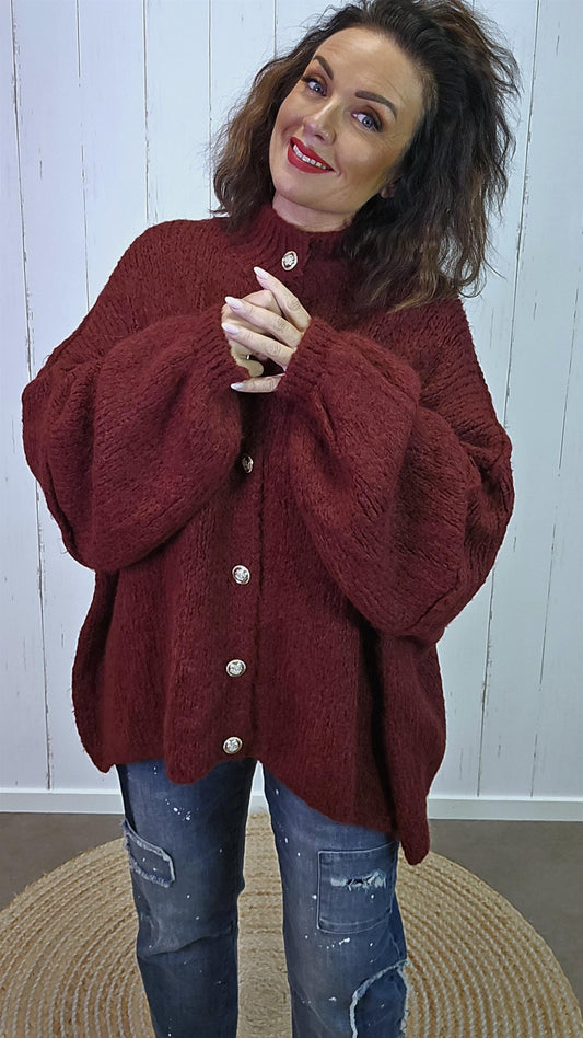 Sofia strikkegenser burgunder