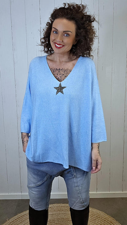 Stella genser med stjerne blå