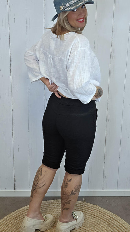 Tina svarte komfortshorts med stretch