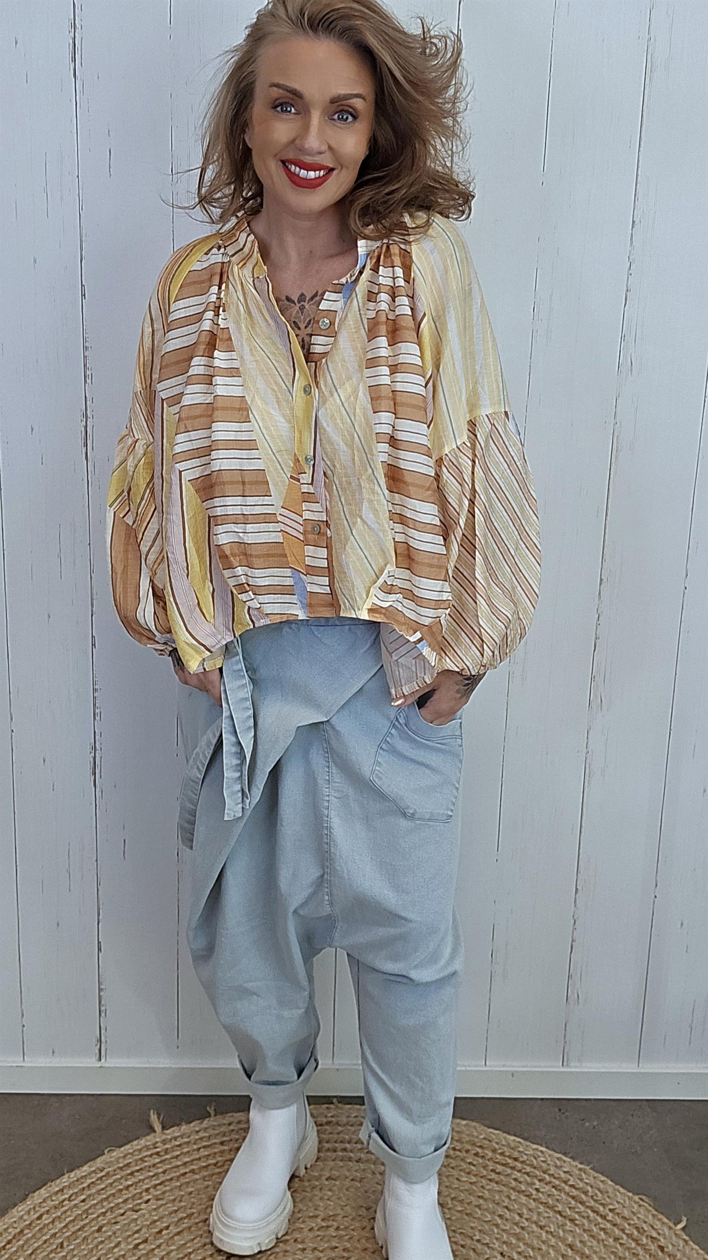 Sanna stripet blusekjorte