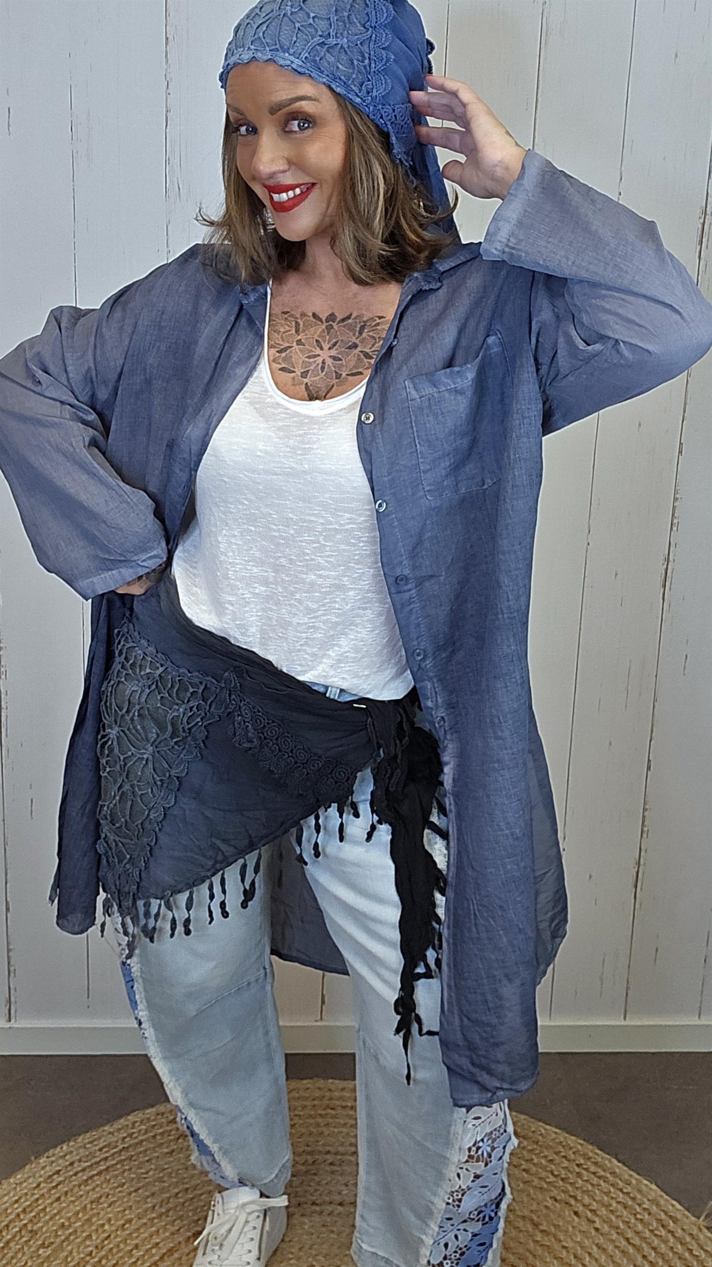 Celine skjortekjole navy