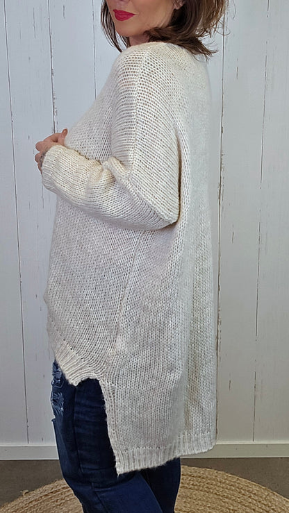 Abby Strikket Genser Beige