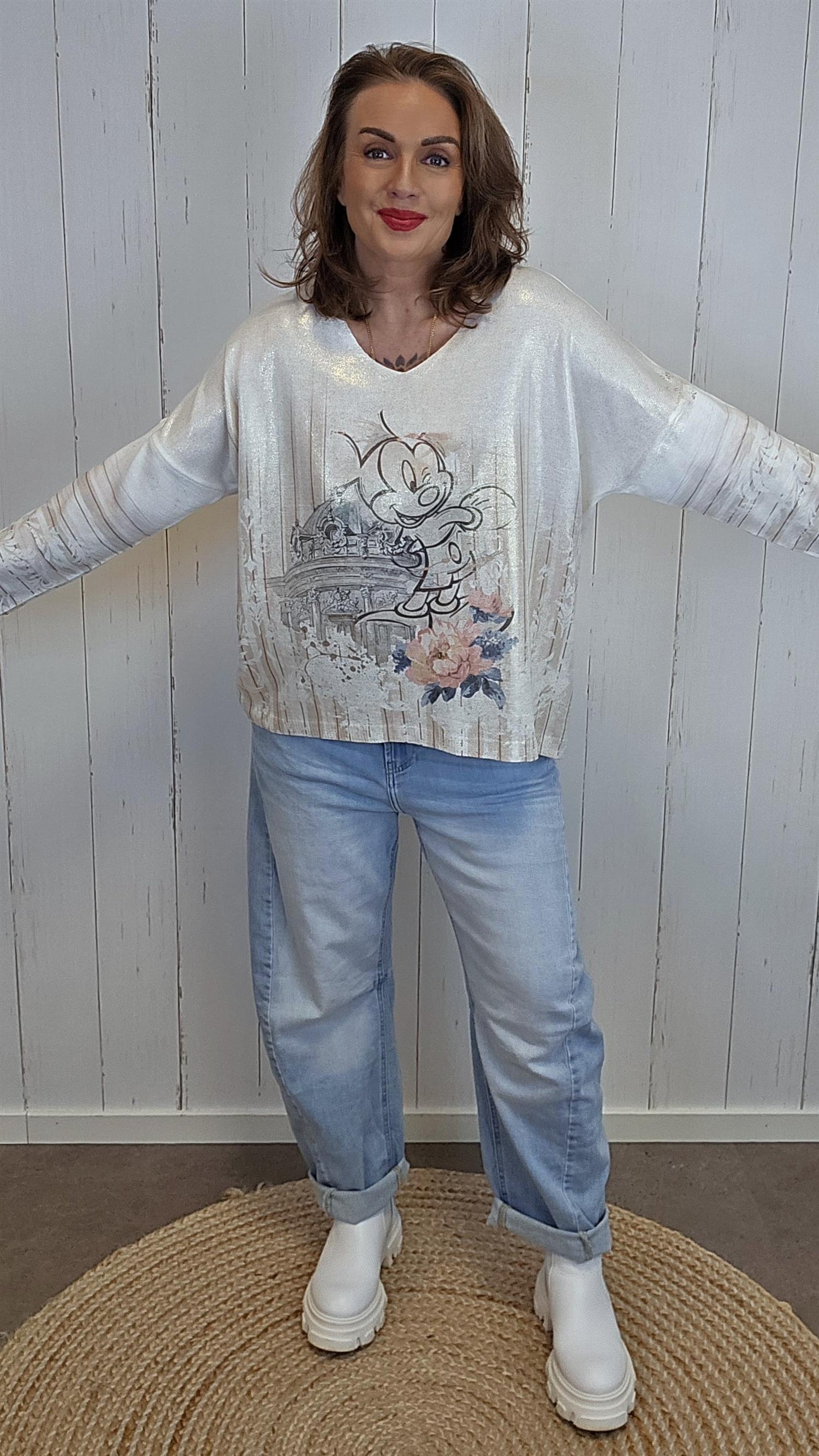 Elise V-hals topp med print