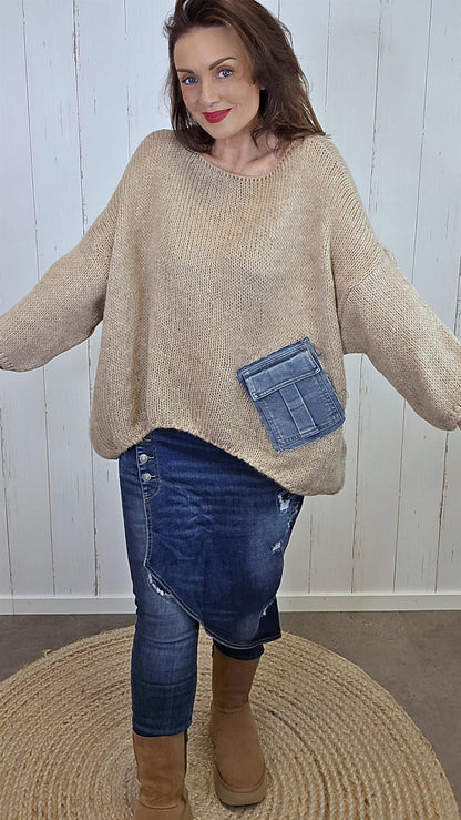 Bella Strikket Genser Camel