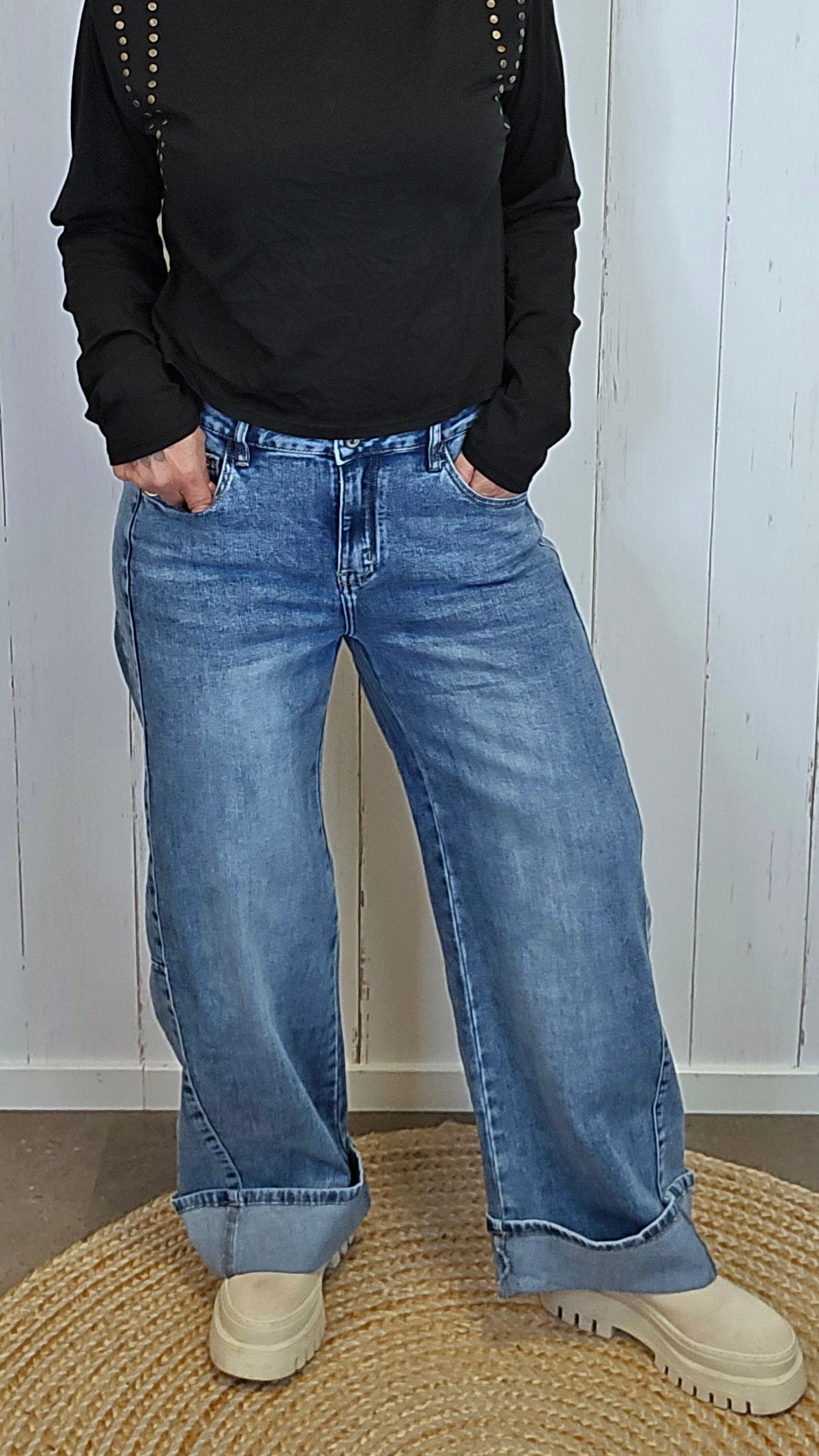 Sienna superstretch jeans med vide ben