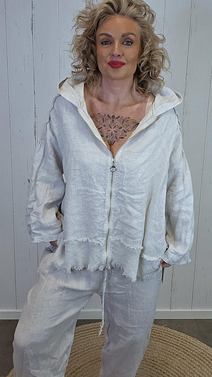 Louise oversized linhettejakke beige