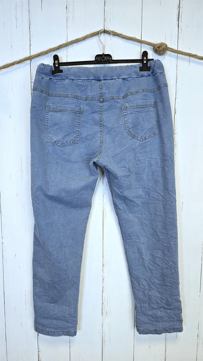 Thilde denimlook bukse lyseblå