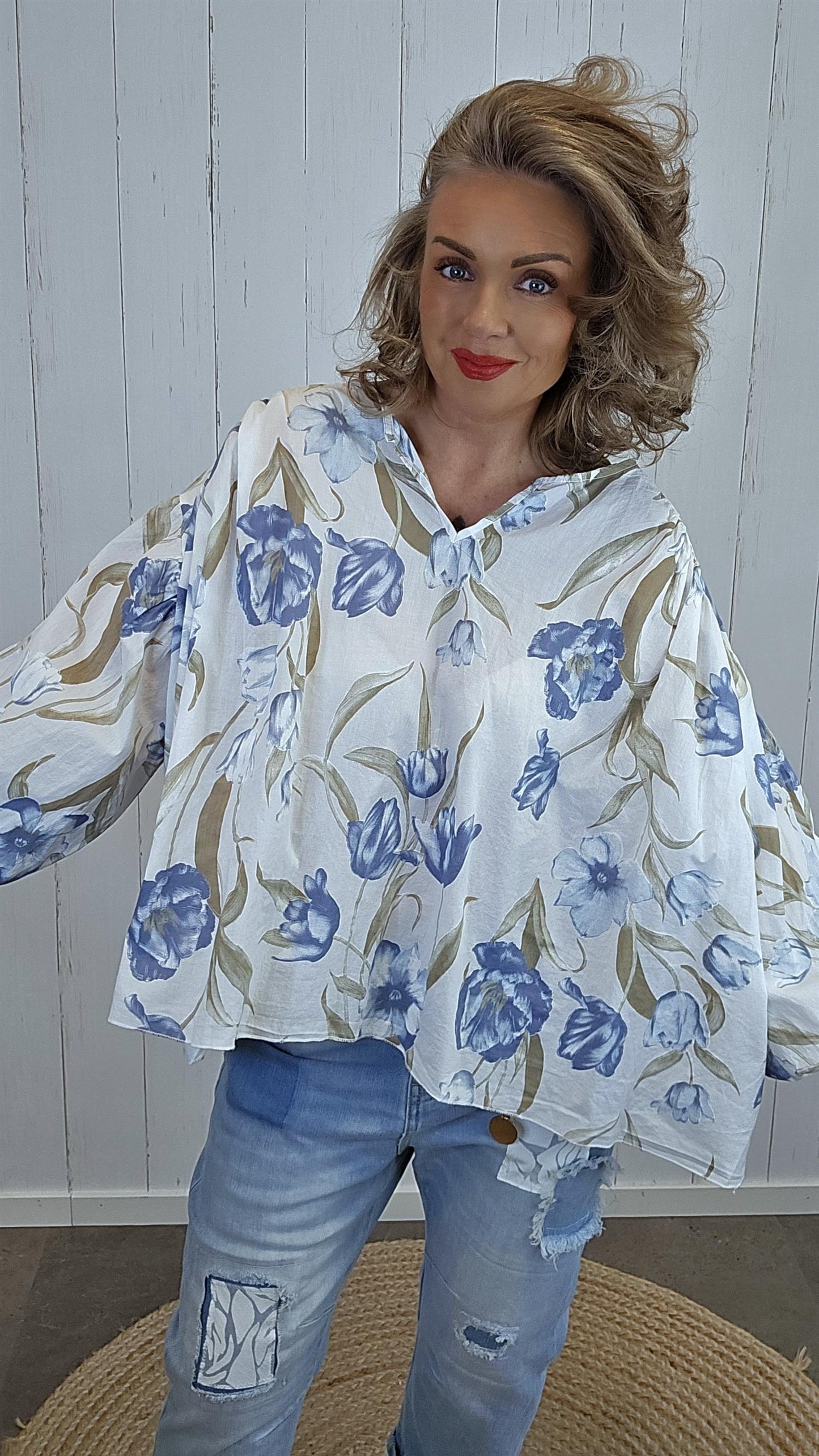 Vanessa bluse blomster blå