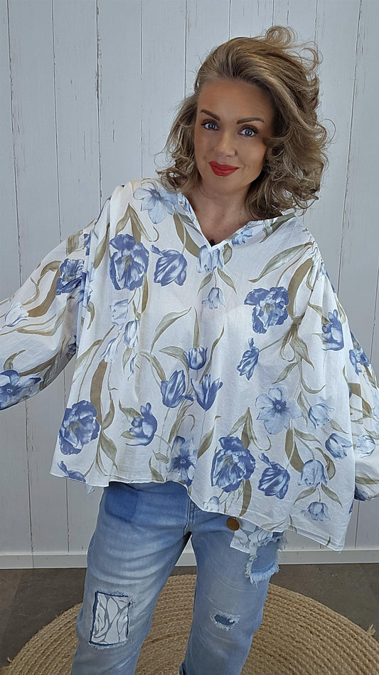 Vanessa bluse blomster blå