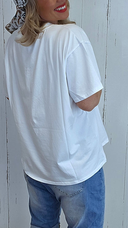 Flamingo t-skjorte hvit