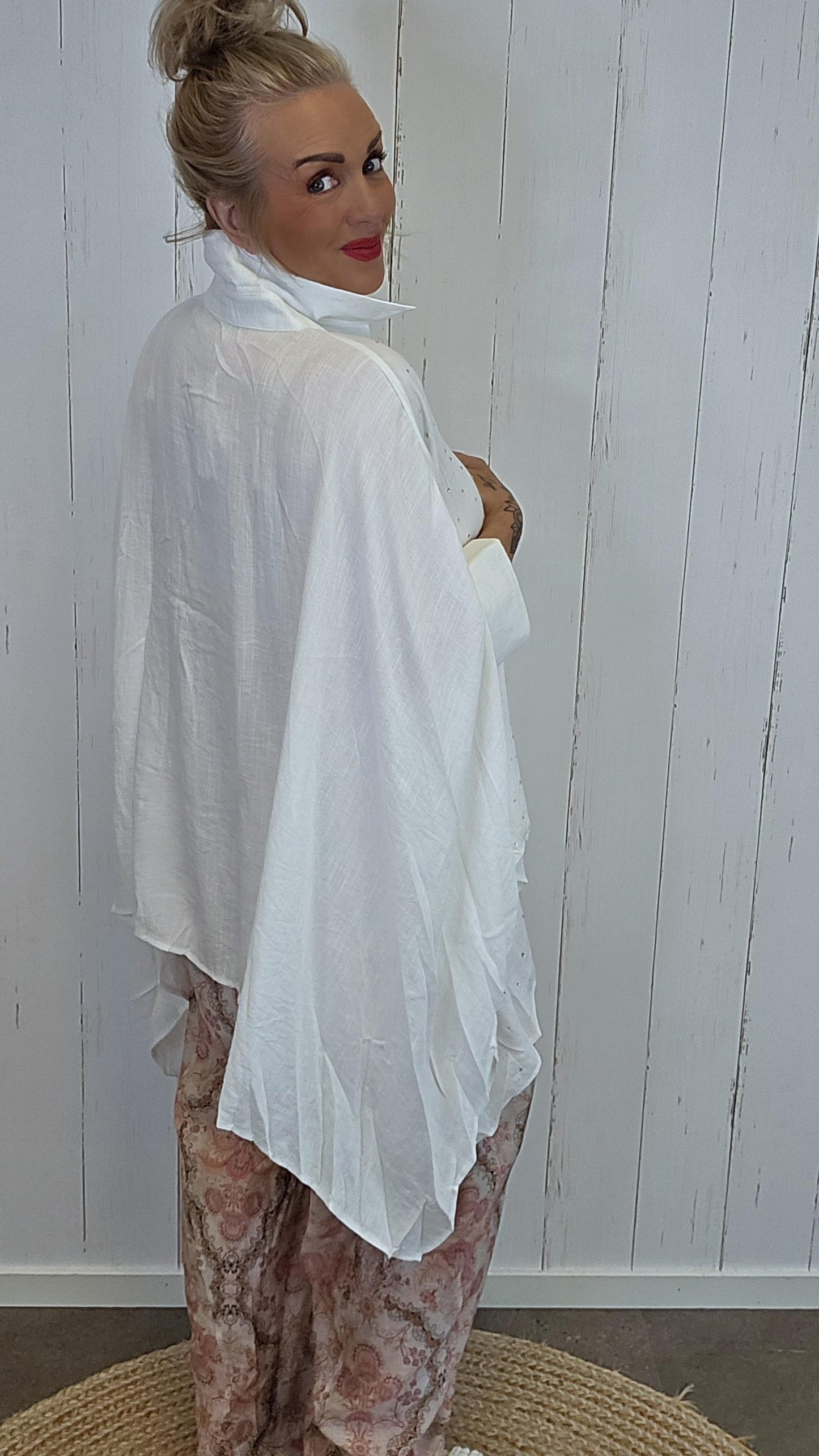 Dalia Poncho skjorte offwhite