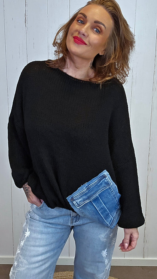 Bella Strikket Genser svart
